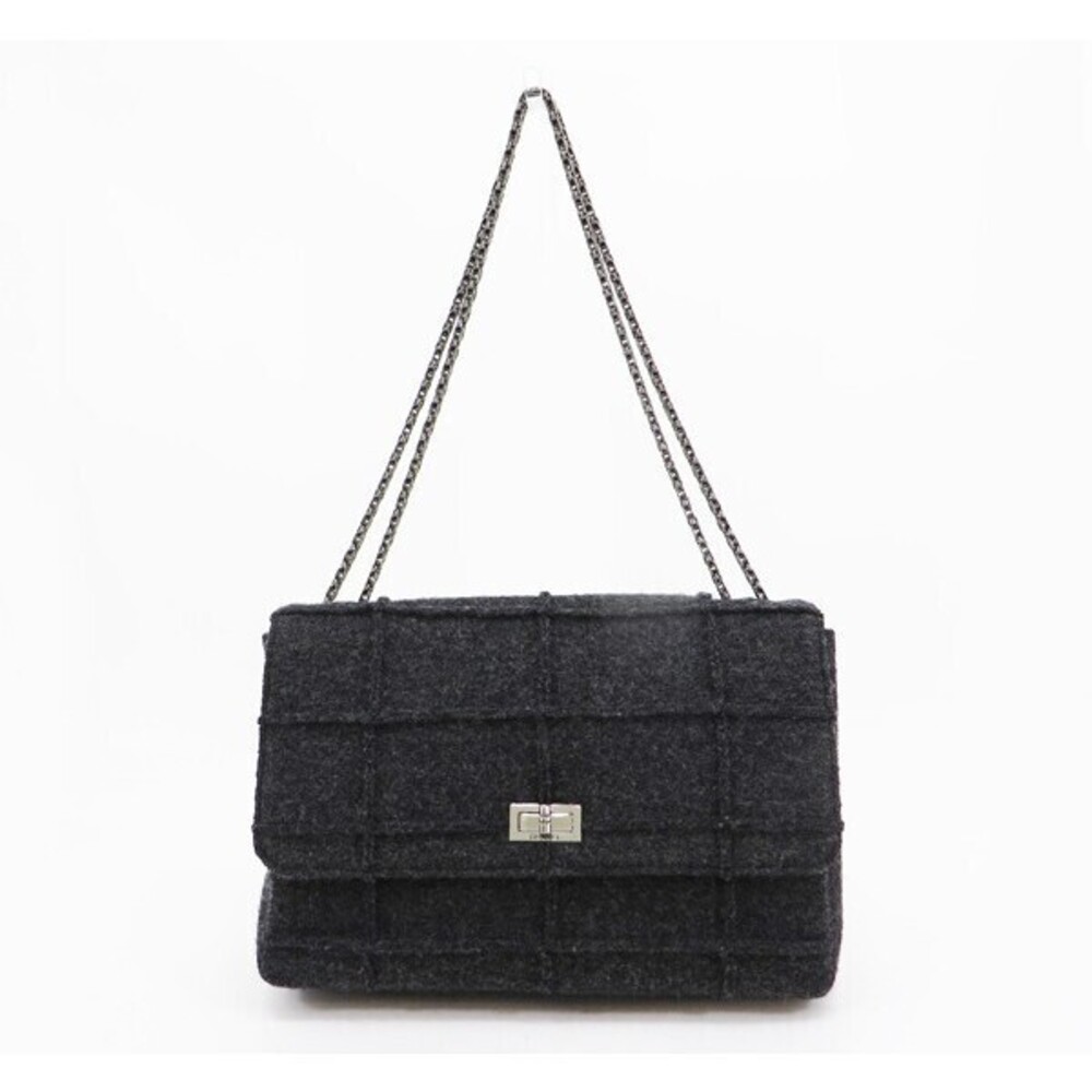 CHANEL double chain Shoulder Bag gray